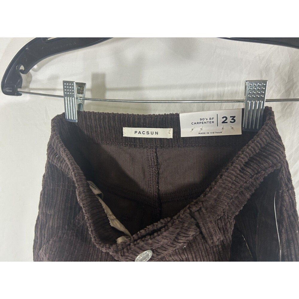 Pacsun Pants Womens 23 90s BF Carpenter Chocolate Brown Corduroy NEW - Picture 9 of 9